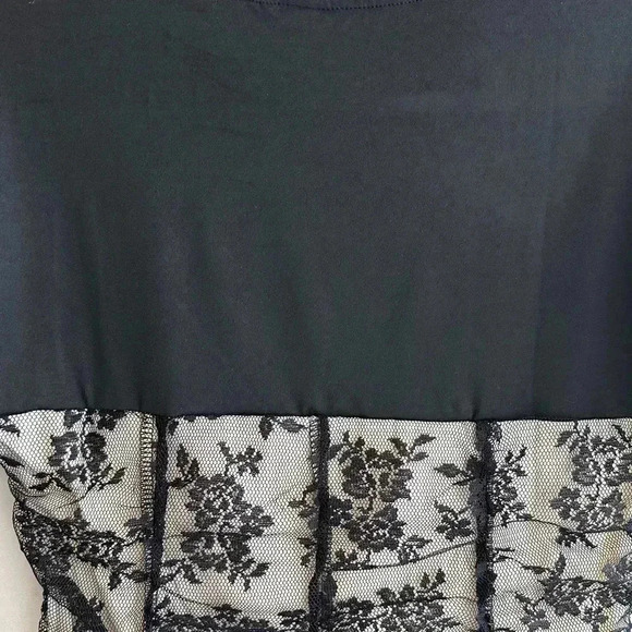 Black Lace Sweetheart Ruched Top, Women’s Floral Lace Overlay Blouse, Size Small - Picture 15 of 15
